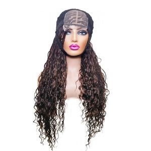 Boho Style Fully Hand Braided Wig - Balayage Medium 56cm $200 Box Braids QualityHairByLawlar (9335597793589)