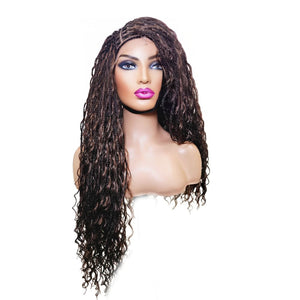 Boho Style Fully Hand Braided Wig - Balayage Medium 56cm $200 Box Braids QualityHairByLawlar (9335597793589)