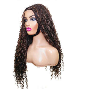 Boho Style Fully Hand Braided Wig - Balayage Medium 56cm $200 Box Braids QualityHairByLawlar (9335597793589)