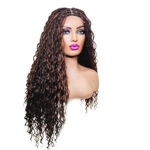 Boho Style Fully Hand Braided Wig - Balayage Medium 56cm $200 Box Braids QualityHairByLawlar (9335597793589)