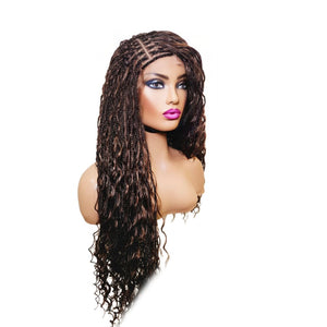 Boho Style Fully Hand Braided Wig - Balayage Medium 56cm $200 Box Braids QualityHairByLawlar (9335597793589)