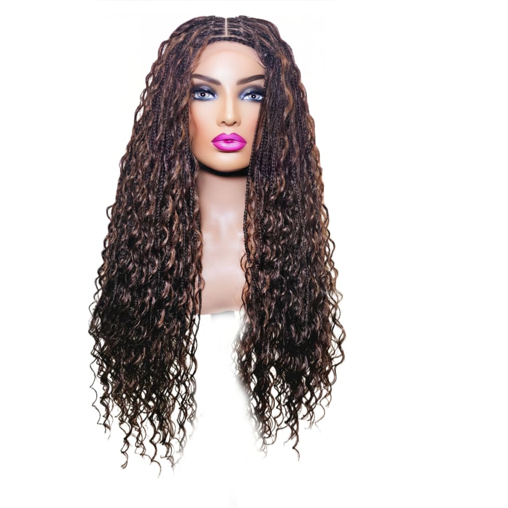 Boho Style Fully Hand Braided Wig - Balayage Medium 56cm $200 Box Braids QualityHairByLawlar (9335597793589)