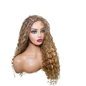 Boho Style Fully Hand Braided Wig - Blonde Medium 56cm $200 Box Braids QualityHairByLawlar (9335602479413)