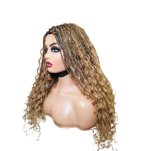 Boho Style Fully Hand Braided Wig - Blonde Medium 56cm $200 Box Braids QualityHairByLawlar (9335602479413)