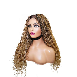 Boho Style Fully Hand Braided Wig - Blonde Medium 56cm $200 Box Braids QualityHairByLawlar (9335602479413)