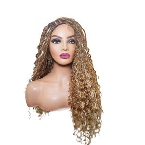 Boho Style Fully Hand Braided Wig - Blonde Medium 56cm $200 Box Braids QualityHairByLawlar (9335602479413)