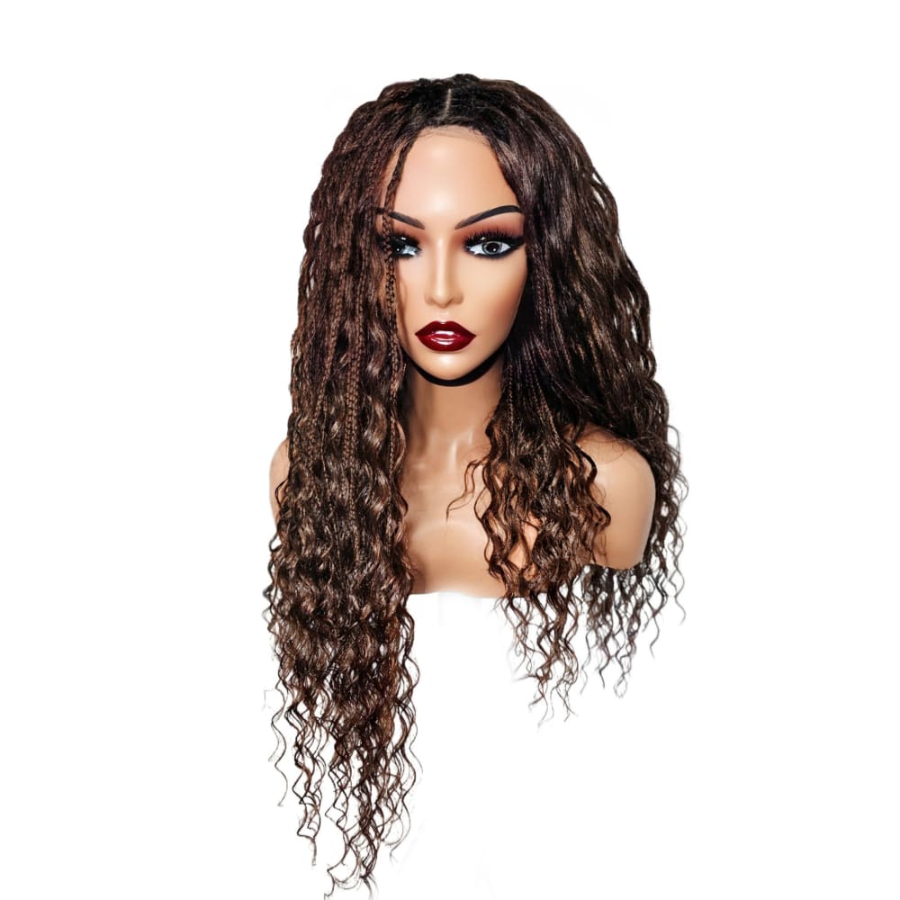 Lace Frontal Knotless Box Braided Wig- 3 Tone Ombre