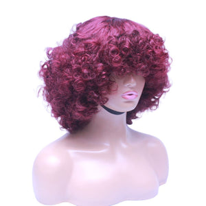 Bouncy Curly Pre-Made Human Hair Wig- Wine (6585262702678)