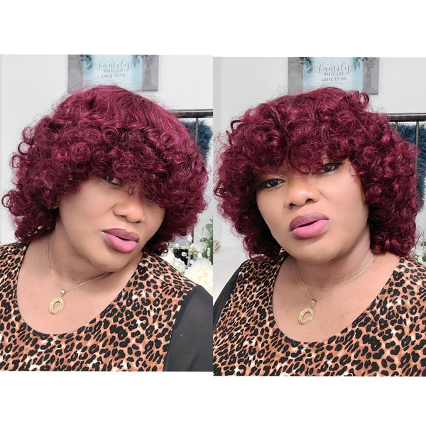 Bouncy Curly Pre-Made Human Hair Wig