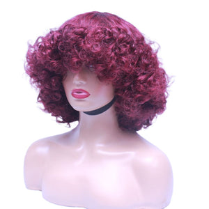 Bouncy Curly Pre-Made Human Hair Wig- Wine (6585262702678)