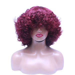 Bouncy Curly Pre-Made Human Hair Wig- Wine (6585262702678)