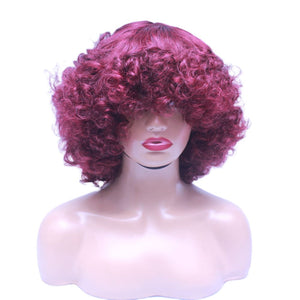 Bouncy Curly Pre-Made Human Hair Wig- Wine (6585262702678)