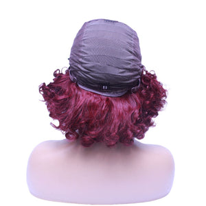 Bouncy Curly Pre-Made Human Hair Wig- Wine (6585262702678)