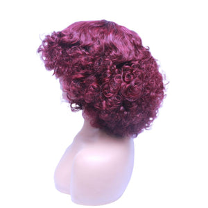 Bouncy Curly Pre-Made Human Hair Wig- Wine (6585262702678)