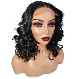 Brazilian Bouncy Wavy Human Hair Lace Front Wig (12’) - Medium - 56cm $185 Lace Front Wig QualityHairByLawlar