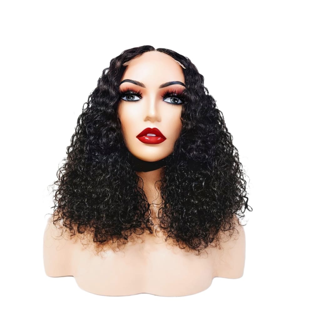 Brazilian Curly Mid Part Human Hair Lace Front Wig (12’) - Medium - 56cm $160 Lace Front Wig QualityHairByLawlar (8791658889525)