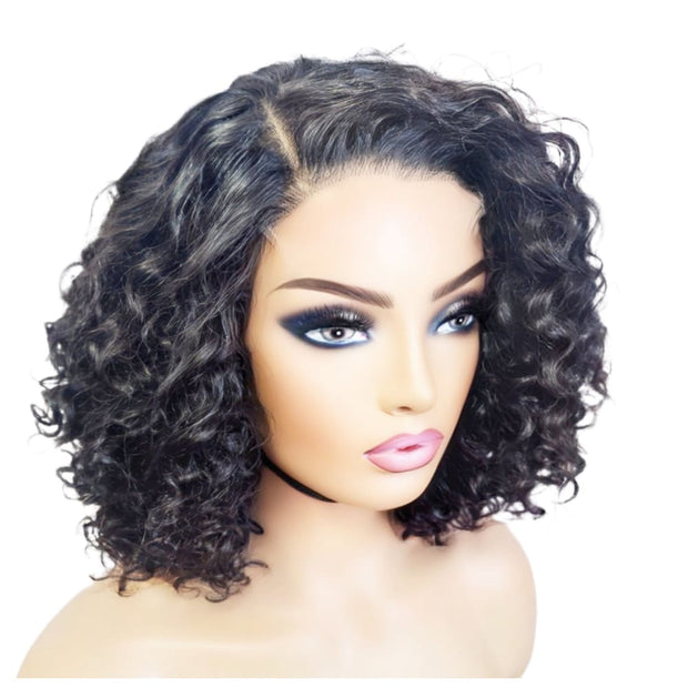 Brazilian curly side part human hair lace front wig 12 lace