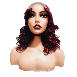 Burgundy Wavy Human Hair Lace Closure Wig - Medium - 56cm $210 Lace Front Wig QualityHairByLawlar (9812188004661)