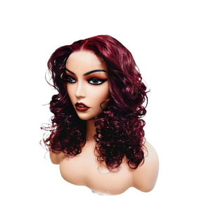 Burgundy Wavy Human Hair Lace Closure Wig - Medium - 56cm $210 Lace Front Wig QualityHairByLawlar (9812188004661)