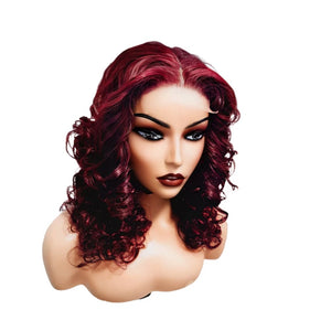 Burgundy Wavy Human Hair Lace Closure Wig - Medium - 56cm $210 Lace Front Wig QualityHairByLawlar (9812188004661)