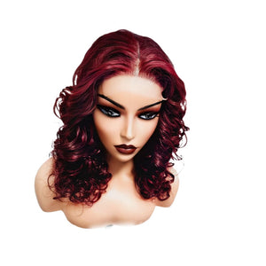 Burgundy Wavy Human Hair Lace Closure Wig - Medium - 56cm $210 Lace Front Wig QualityHairByLawlar (9812188004661)