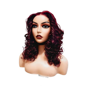 Burgundy Wavy Human Hair Lace Closure Wig - Medium - 56cm $210 Lace Front Wig QualityHairByLawlar (9812188004661)