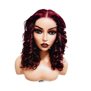 Burgundy Wavy Human Hair Lace Closure Wig - Medium - 56cm $210 Lace Front Wig QualityHairByLawlar (9812188004661)