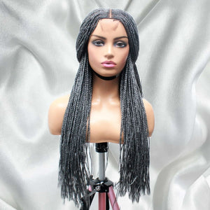 Kim K Lace Closure Mid Part Corn Row Braided Wig- Grey - Medium - 56cm $190 Ghana Weave QualityHairByLawlar (6693569265750)