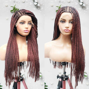 Knotless Braids- Dark Wine Lace Frontal Box Braided Wig - Medium- 56cm $200 Knotless Braids QualityHairByLawlar (6679583457366)