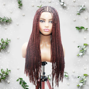 Knotless Braids- Dark Wine Lace Frontal Box Braided Wig - Medium- 56cm $200 Knotless Braids QualityHairByLawlar (6679583457366)