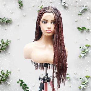 Knotless Braids- Dark Wine Lace Frontal Box Braided Wig - Medium- 56cm $200 Knotless Braids QualityHairByLawlar (6679583457366)