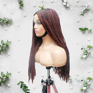 Knotless Braids- Dark Wine Lace Frontal Box Braided Wig - Medium- 56cm $200 Knotless Braids QualityHairByLawlar (6679583457366)