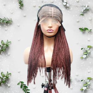 Knotless Braids- Dark Wine Lace Frontal Box Braided Wig - Medium- 56cm $200 Knotless Braids QualityHairByLawlar (6679583457366)