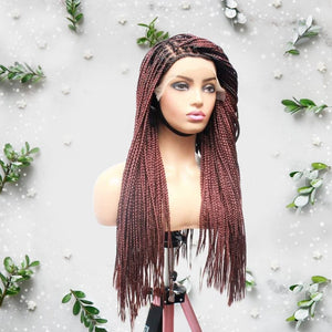 Knotless Braids- Dark Wine Lace Frontal Box Braided Wig - Medium- 56cm $200 Knotless Braids QualityHairByLawlar (6679583457366)