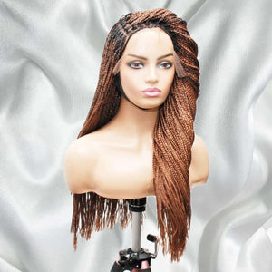 Knotless Braids- Golden Brown Lace Frontal Box Braided Wig - Medium- 56cm $200 Knotless Braids QualityHairByLawlar (5021353902166)