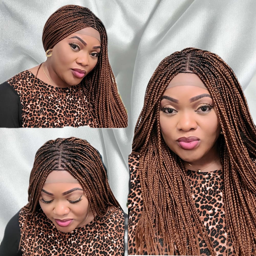 Knotless Braids- Golden Brown Lace Frontal Box Braided Wig - Medium- 56cm $200 Knotless Braids QualityHairByLawlar (5021353902166)