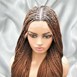 Knotless Braids- Golden Brown Lace Frontal Box Braided Wig - Medium- 56cm $200 Knotless Braids QualityHairByLawlar (5021353902166)