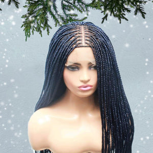 Knotless Braids- Midnight Blue Lace Frontal Box Braided Wig - Medium- 56cm $200 Knotless Braids QualityHairByLawlar (5021244555350)