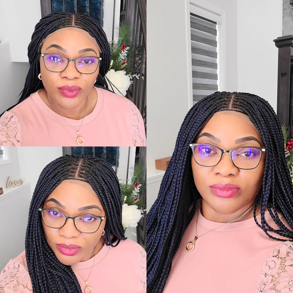 Knotless Braids- Midnight Blue Lace Frontal Box Braided Wig - Medium- 56cm $200 Knotless Braids QualityHairByLawlar (5021244555350)