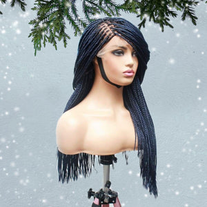 Knotless Braids- Midnight Blue Lace Frontal Box Braided Wig - Medium- 56cm $200 Knotless Braids QualityHairByLawlar (5021244555350)