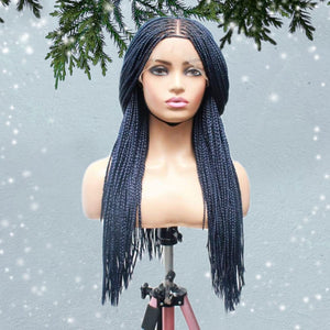 Knotless Braids- Midnight Blue Lace Frontal Box Braided Wig - Medium- 56cm $200 Knotless Braids QualityHairByLawlar (5021244555350)