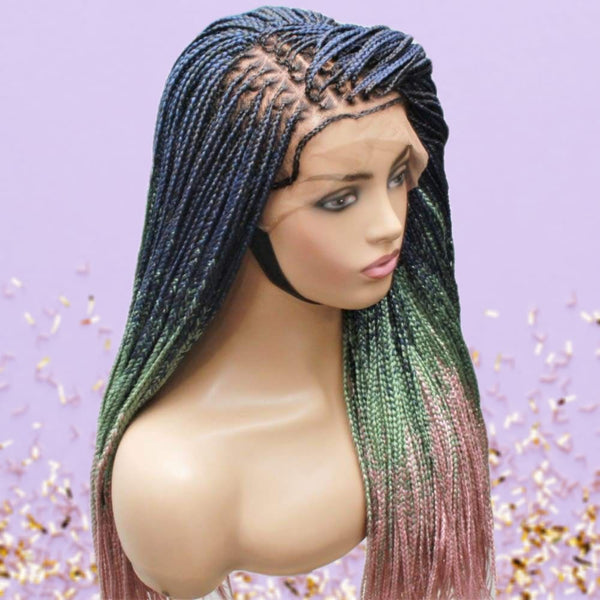 Lace Frontal Knotless Box Braided Wig- 3 Tone Ombre