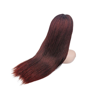 Micro Twist Fully Hand Braided Lace Closure Wig (Dark Red Balayage)(- Medium - 56cm $175 Micro Twists QualityHairByLawlar