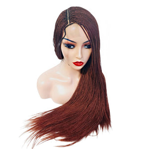 Micro Twist Fully Hand Braided Lace Closure Wig (Dark Red Balayage)(- Medium - 56cm $175 Micro Twists QualityHairByLawlar