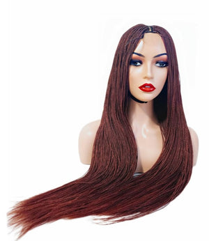 Micro Twist Fully Hand Braided Lace Closure Wig (Dark Red Balayage)(- Medium - 56cm $175 Micro Twists QualityHairByLawlar