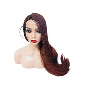 Micro Twist Fully Hand Braided Lace Closure Wig (Dark Red Balayage)(- Medium - 56cm $175 Micro Twists QualityHairByLawlar