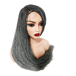 Micro Twist Fully Hand Braided Lace Closure Wig (Grey) - Medium - 56cm $175 Micro Twists QualityHairByLawlar