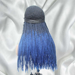 Ombre Blue Fully Hand Braided Lace Frontal Box Braids Wig - Medium - 56cm $200 Box Braids QualityHairByLawlar (6679583195222)