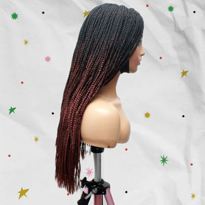 Ombre Box Braids Fully Hand Braided Lace Frontal Wig (#1/ #35) - Medium - 56cm $200 Box Braids QualityHairByLawlar (6693560975446)