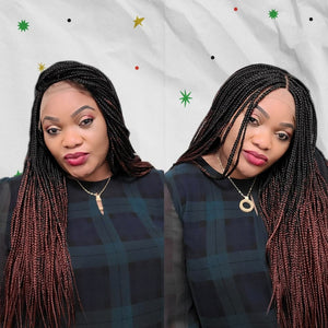 Ombre Box Braids Fully Hand Braided Lace Frontal Wig (#1/ #35) - Medium - 56cm $200 Box Braids QualityHairByLawlar (6693560975446)